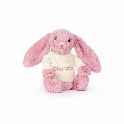 Jellycat Bashful Tulip Pink Bunny with Cream Jumper New Zealand | RACJL0854